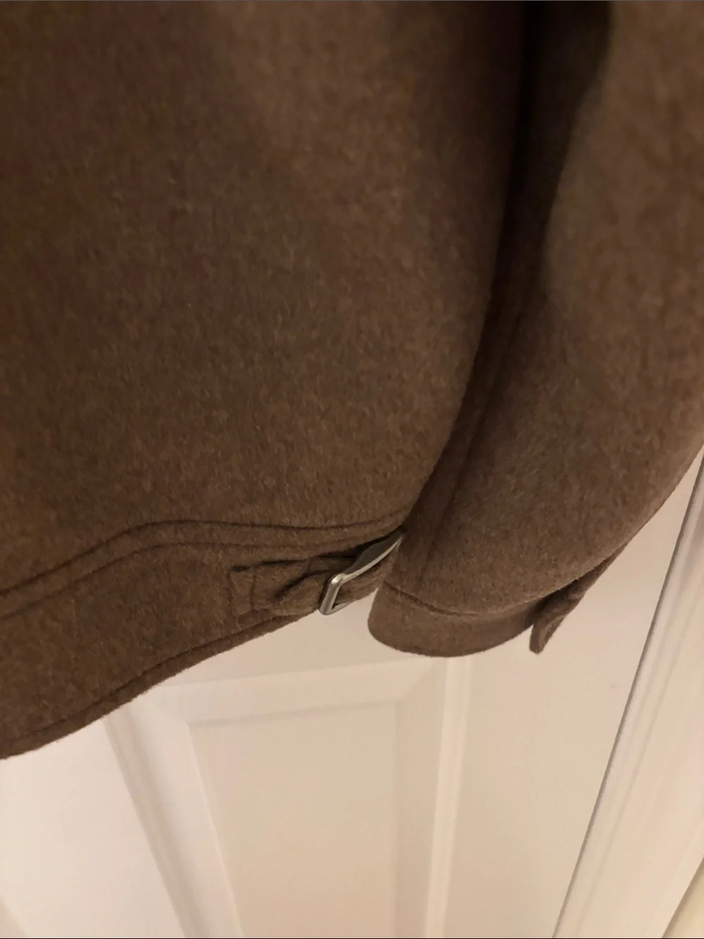 Coach: Women’s Bomber Brown Wool-Blend Zip Jacket w/pockets buckles on back